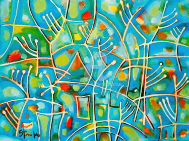 Painting titled "Cubists landscape-I" by Stanislav Bojankov, Original Artwork, Acrylic