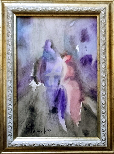 Painting titled "A walk" by Stanislav Bojankov, Original Artwork, Watercolor