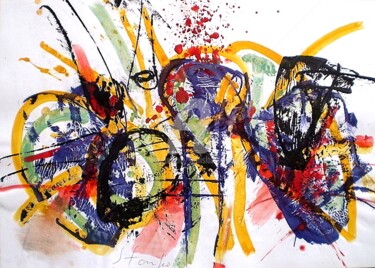 Painting titled "Improvisation-XV" by Stanislav Bojankov, Original Artwork, Tempera