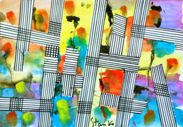 Abstract sities-I Peinture intitulée "Abstract sities-I" par Stanislav Bojankov, Œuvre d'art originale, Acrylique