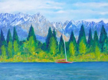 Painting titled "Lake Wakatipu" by Stan Sweeney, Original Artwork