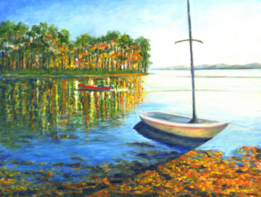 Painting titled "Swift Creek Sunset" by Stan Sweeney, Original Artwork, Oil Mounted on Wood Stretcher frame