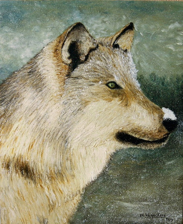 Peinture intitulée "le-loup.jpg150E" par Philippe Vanackere, Œuvre d'art originale, Huile