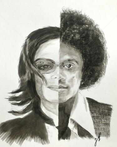 Painting titled "Michael Jackson" by Joel Massau, Original Artwork, Ink