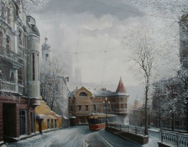 Картина под названием "Зима.Москва. Яузски…" - Aleksandr Starodubov, Подлинное произведение искусства, Масло