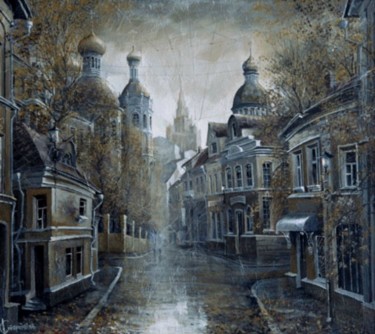 Картина под названием "Город. Хмурый вечер." - Aleksandr Starodubov, Подлинное произведение искусства, Масло