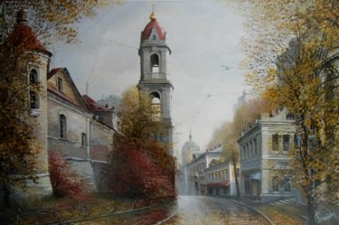 Картина под названием "Рождественская улиц…" - Aleksandr Starodubov, Подлинное произведение искусства, Масло