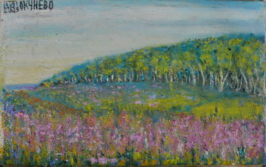 Картина под названием "Spring in Okunevo" - Алёна Стародубцева, Подлинное произведение искусства, Акрил