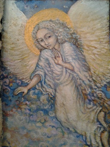 Painting titled "Guardian angel" by Aliona Starodubtseva, Original Artwork, Acrylic