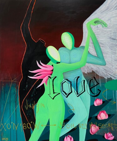 Painting titled "The secret love" by Stas Agapitov, Original Artwork, Acrylic