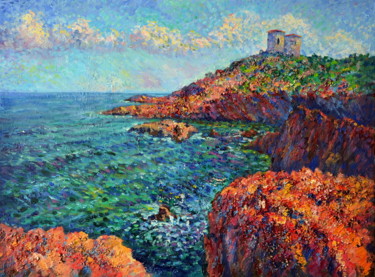 Peinture intitulée "Pointe du Cap Roux.…" par Stas, Œuvre d'art originale, Huile