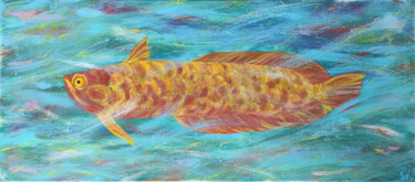 「AROWANA Dragon Fish…」というタイトルの絵画 Stasy Voによって, オリジナルのアートワーク, アクリル