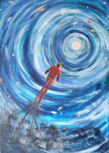 Painting titled "Dreamer Human in Ou…" by Stasy Vo, Original Artwork, Acrylic