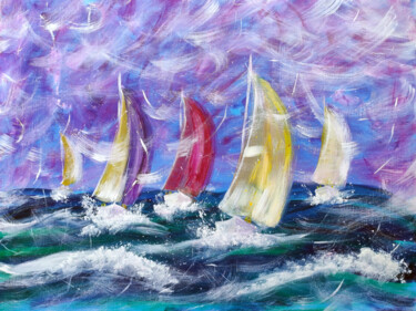 Painting titled "SEA WINDS in Sails…" by Stasy Vo, Original Artwork, Acrylic
