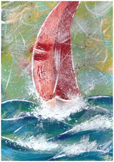 Schilderij getiteld "SEA RACE Impression…" door Stasy Vo, Origineel Kunstwerk, Acryl
