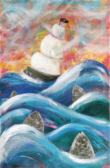 Pintura titulada "SAILING SHIP and FI…" por Stasy Vo, Obra de arte original, Acrílico