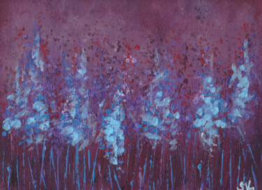 Painting titled "SKY BLUE FLOWERS pu…" by Stasy Vo, Original Artwork, Acrylic