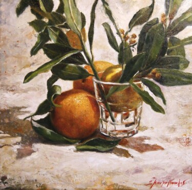 Painting titled "oranges" by Stathis Koukopoulos, Original Artwork, Oil