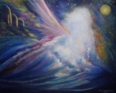 Peinture intitulée "Evasion cosmique" par Stauffert  Laila, Œuvre d'art originale, Huile