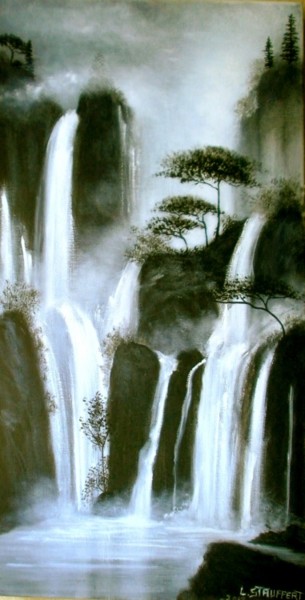 Peinture intitulée "Cascades..." par Stauffert  Laila, Œuvre d'art originale, Huile