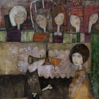 Painting titled "Party" by Dominika Stawarz-Burska, Original Artwork, Oil