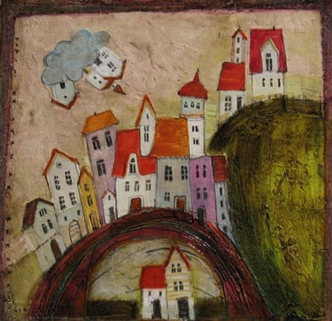 Malarstwo zatytułowany „House on the hill” autorstwa Dominika Stawarz-Burska, Oryginalna praca, Olej