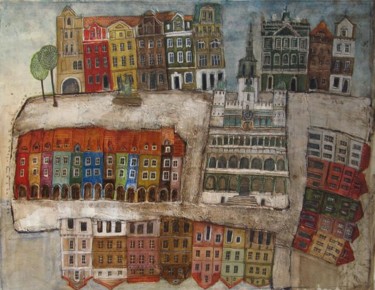 Schilderij getiteld "City of Poznań 2012" door Dominika Stawarz-Burska, Origineel Kunstwerk, Olie