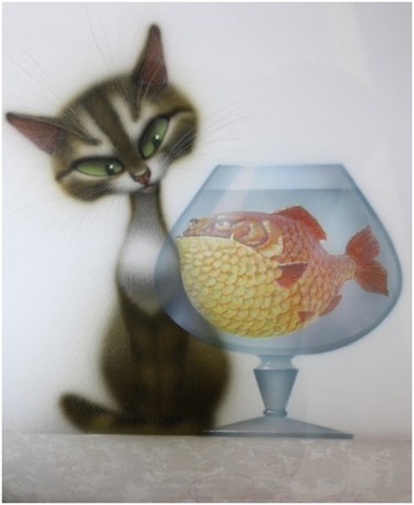 Картина под названием "рыбка (фужер)" - Владимир Стахеев, Подлинное произведение искусства