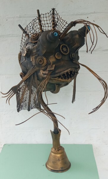 Sculpture titled "Chernobil fish" by Steampunker_ukraine, Original Artwork, Paper maché