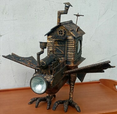 Escultura titulada "Избушка на курьих н…" por Steampunker_ukraine, Obra de arte original, Papel maché
