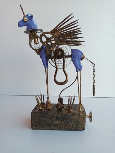 Sculpture titled "Пегас гордый конь" by Steampunker_ukraine, Original Artwork, Metals