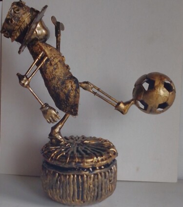Sculpture titled "Football" by Steampunker_ukraine, Original Artwork, Paper maché