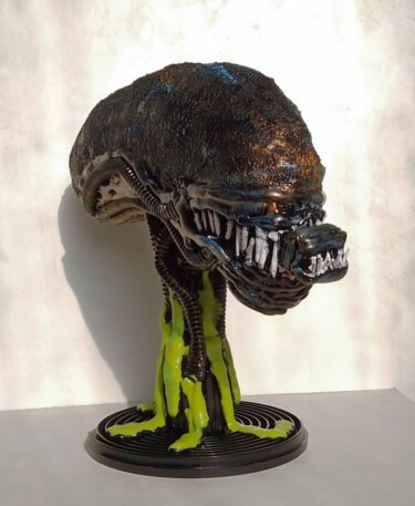 Sculpture titled "Alien xenomorph scu…" by Steampunker_ukraine, Original Artwork, Plastic