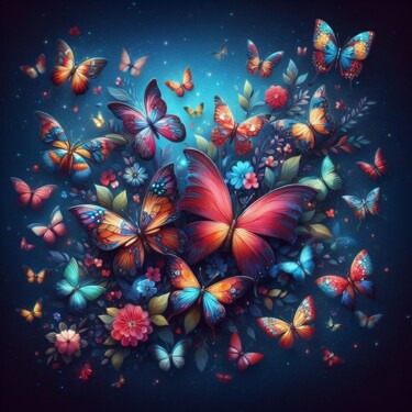 Arts numériques intitulée "bright butterflies" par Steampunker_ukraine, Œuvre d'art originale, Peinture numérique