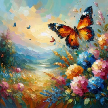 Digital Arts titled "bright butterflies 1" by Steampunker_ukraine, Original Artwork, Digital Painting