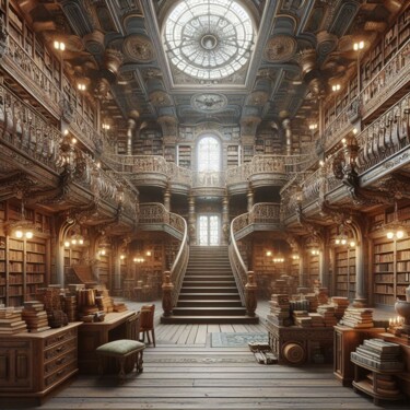 Цифровое искусство под названием "antique library ste…" - Steampunker_ukraine, Подлинное произведение искусства, Цифровая жи…