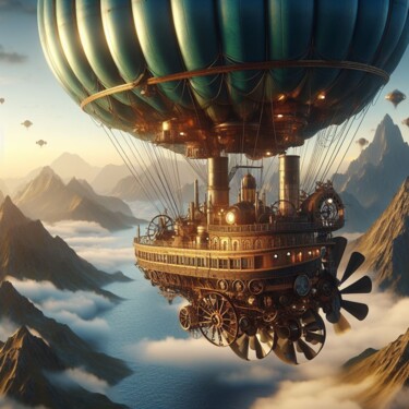 Digitale Kunst getiteld "Steampunk airship r…" door Steampunker_ukraine, Origineel Kunstwerk, Digitaal Schilderwerk