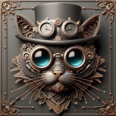 Arts numériques intitulée "Cat Steampunker 4" par Steampunker_ukraine, Œuvre d'art originale, Peinture numérique