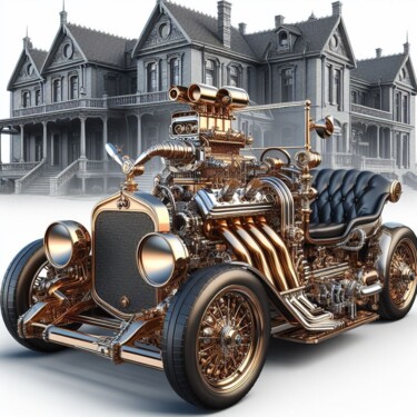 Digital Arts με τίτλο "Steampunk automobile" από Steampunker_ukraine, Αυθεντικά έργα τέχνης, Ψηφιακή ζωγραφική