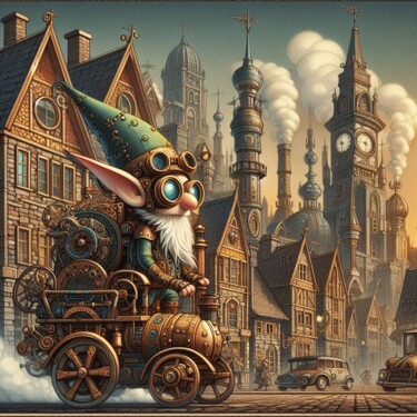 Digitale Kunst mit dem Titel "Steampunk city" von Steampunker_ukraine, Original-Kunstwerk, Digitale Malerei