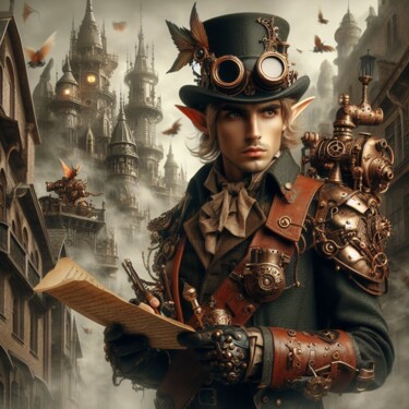 Arts numériques intitulée "Steampunk city 2" par Steampunker_ukraine, Œuvre d'art originale, Peinture numérique