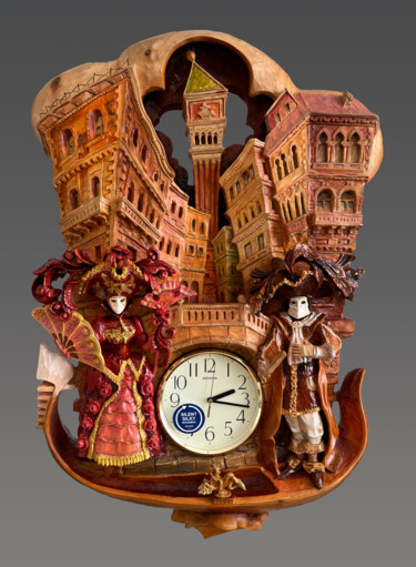 Sculpture intitulée "l'horloge "Venise".…" par Sergey Kolokoltsov, Œuvre d'art originale, Bois