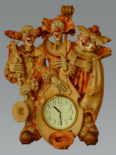 Sculpture titled "И рыжий Толик тоже.…" by Sergey Kolokoltsov, Original Artwork, Wood Mounted on Wood Panel