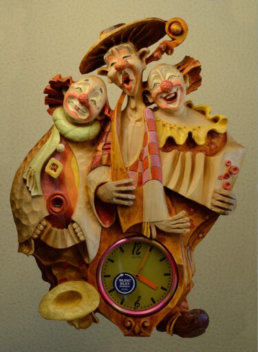 Escultura intitulada "...а теперь клетчат…" por Sergey Kolokoltsov, Obras de arte originais, Madeira Montado em Outro painel…