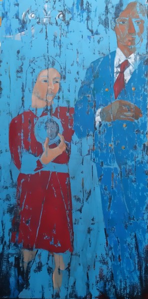 Pittura intitolato "Frammento con figure" da Stecchi Massimo, Opera d'arte originale, Acrilico Montato su Telaio per barella…