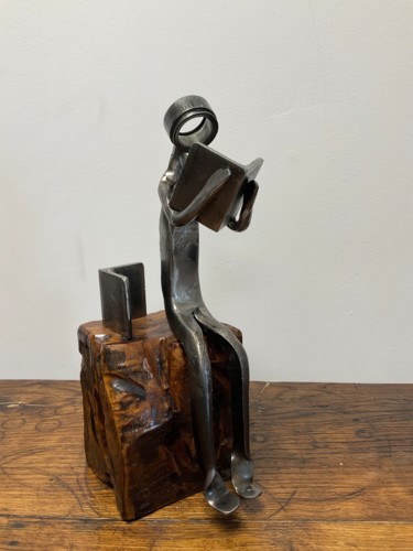 Rzeźba zatytułowany „Homme qui lit” autorstwa Marie Le Metour, Oryginalna praca, Metale