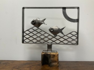 Sculpture titled "Fish dating" by Marie Le Metour, Original Artwork, Metals