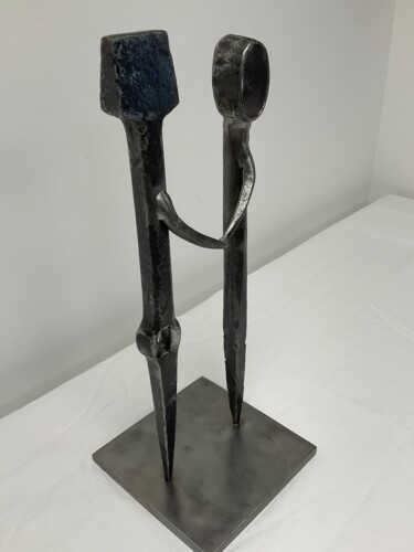 Skulptur mit dem Titel "Nouveau départ" von Marie Le Metour, Original-Kunstwerk, Metalle