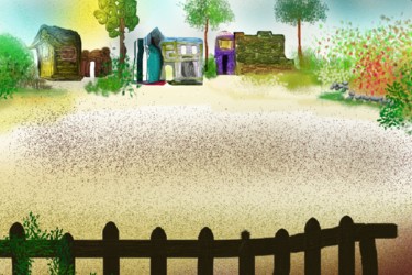 Digital Arts titled "Village" by Ditellia Steeland, Original Artwork, Digital Painting