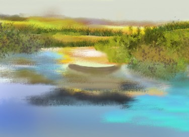 Digital Arts titled "Petite rivière" by Ditellia Steeland, Original Artwork, Digital Painting